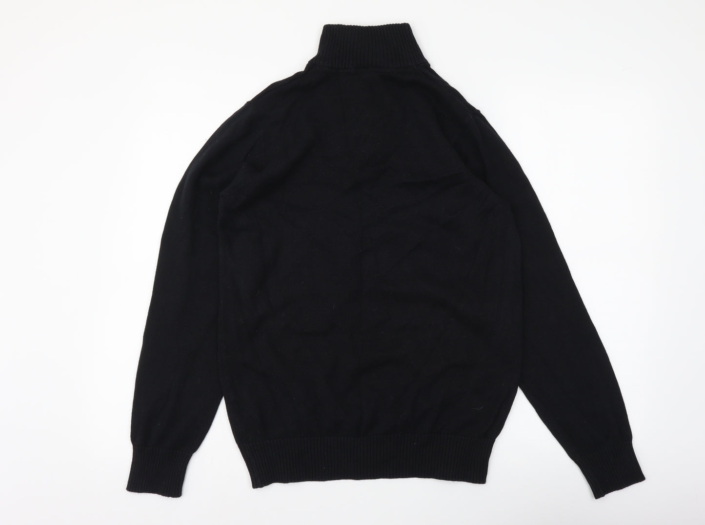 Blue Harbour Mens Black High Neck Cotton Pullover Jumper Size S