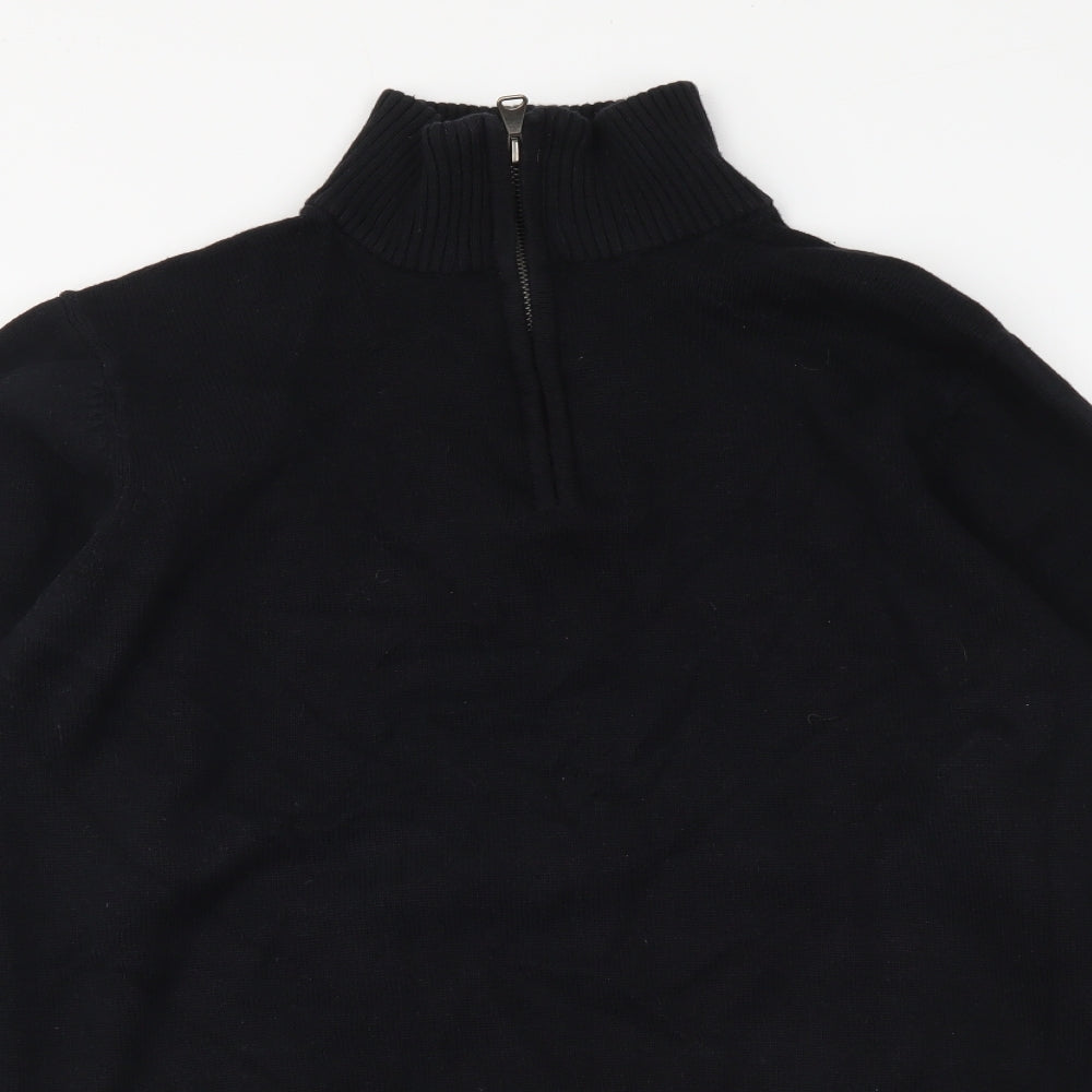 Blue Harbour Mens Black High Neck Cotton Pullover Jumper Size S