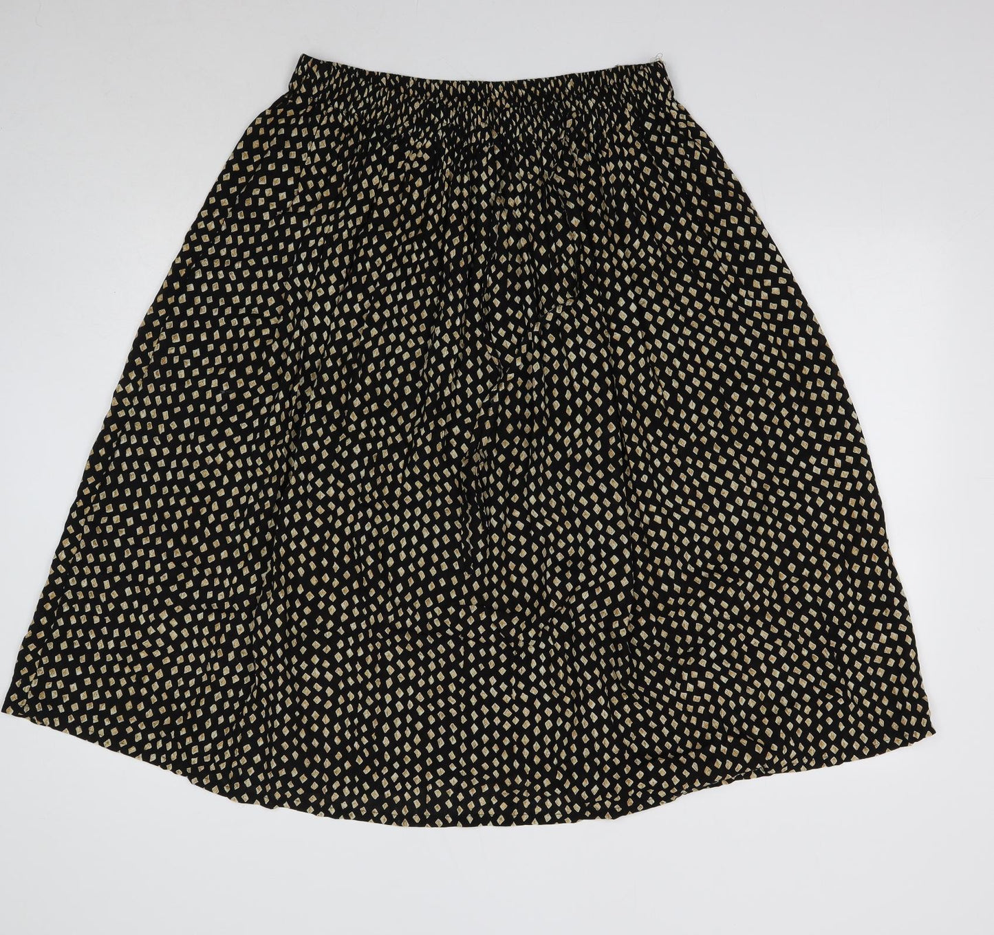 Preworn Womens Black Geometric Polyester Flare Skirt Size L