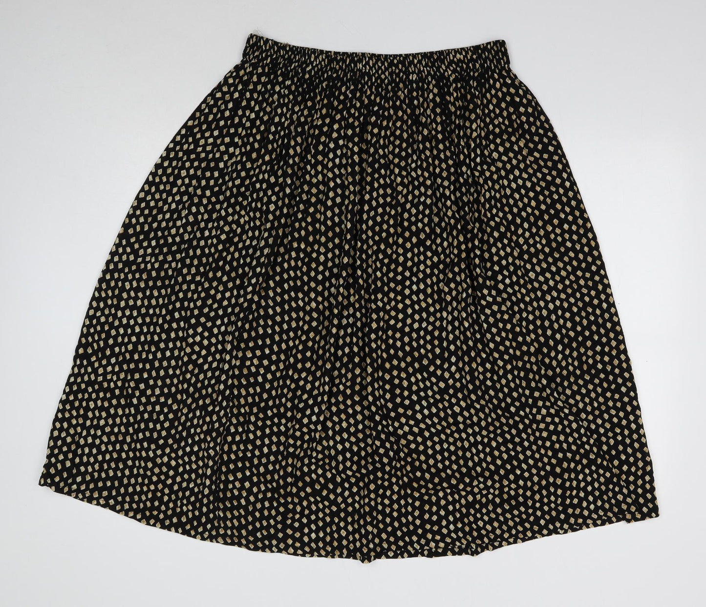 Preworn Womens Black Geometric Polyester Flare Skirt Size L