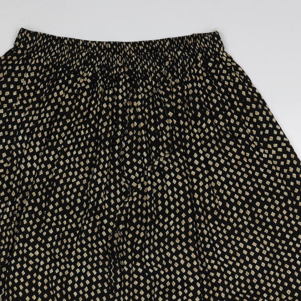 Preworn Womens Black Geometric Polyester Flare Skirt Size L