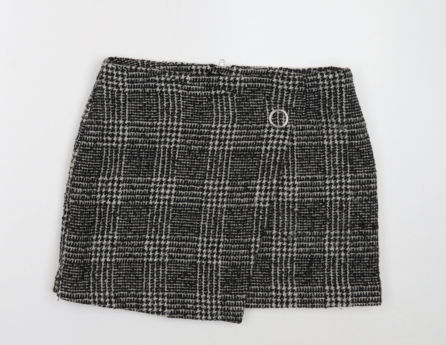Divided Womens Black Geometric Polyester A-Line Skirt Size 14 Zip