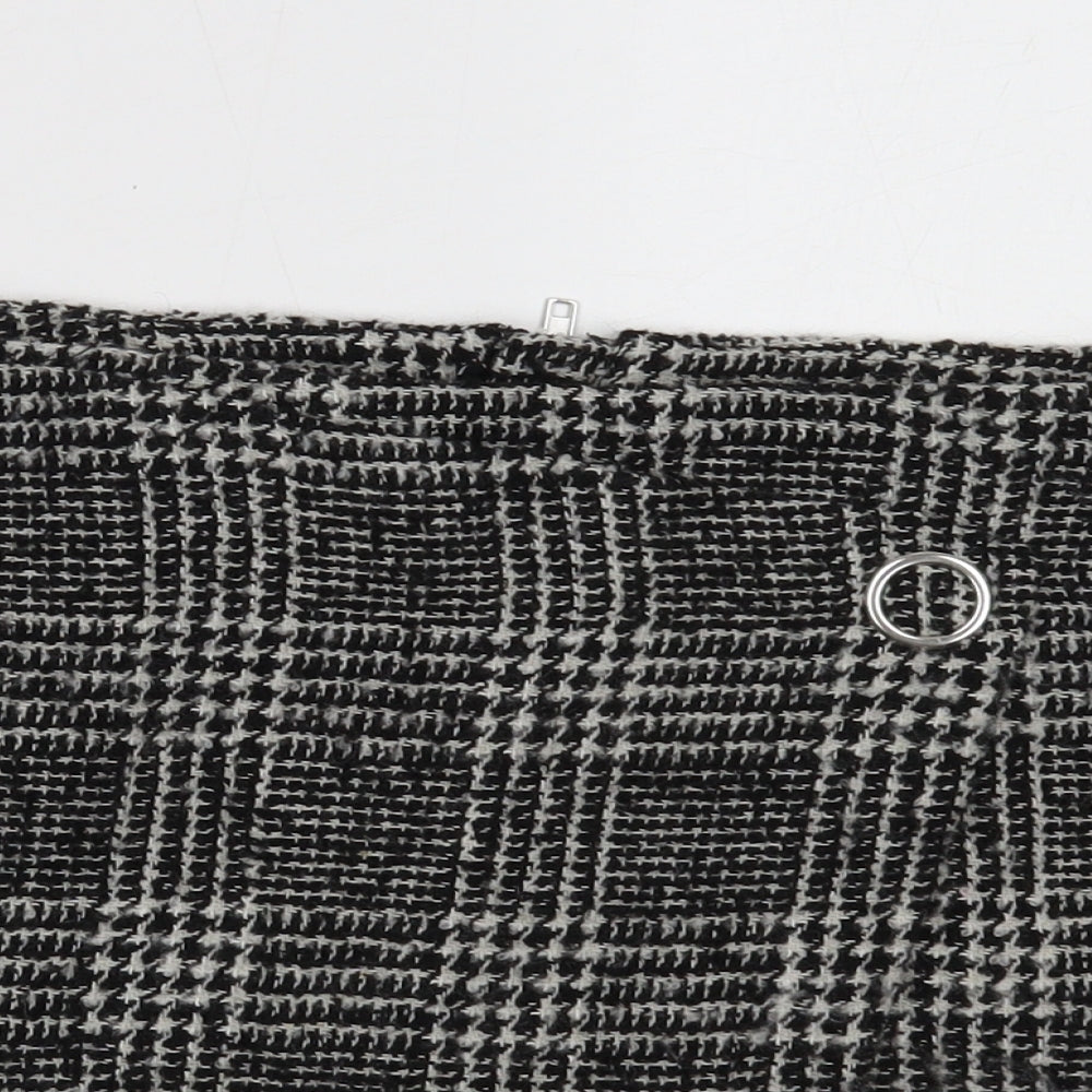 Divided Womens Black Geometric Polyester A-Line Skirt Size 14 Zip