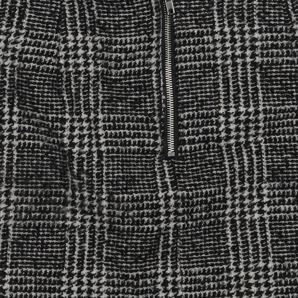 Divided Womens Black Geometric Polyester A-Line Skirt Size 14 Zip