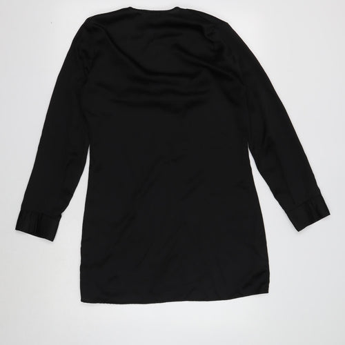 PRETTYLITTLETHING Womens Black Polyester Shift Size 6 V-Neck Pullover