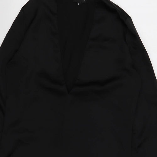 PRETTYLITTLETHING Womens Black Polyester Shift Size 6 V-Neck Pullover