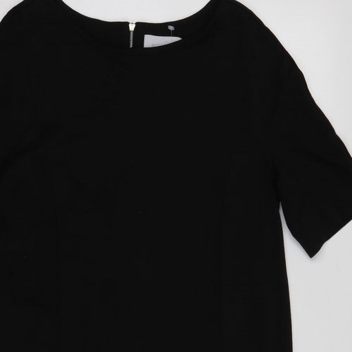 RESERVED Womens Black Viscose Shift Size L Boat Neck Zip