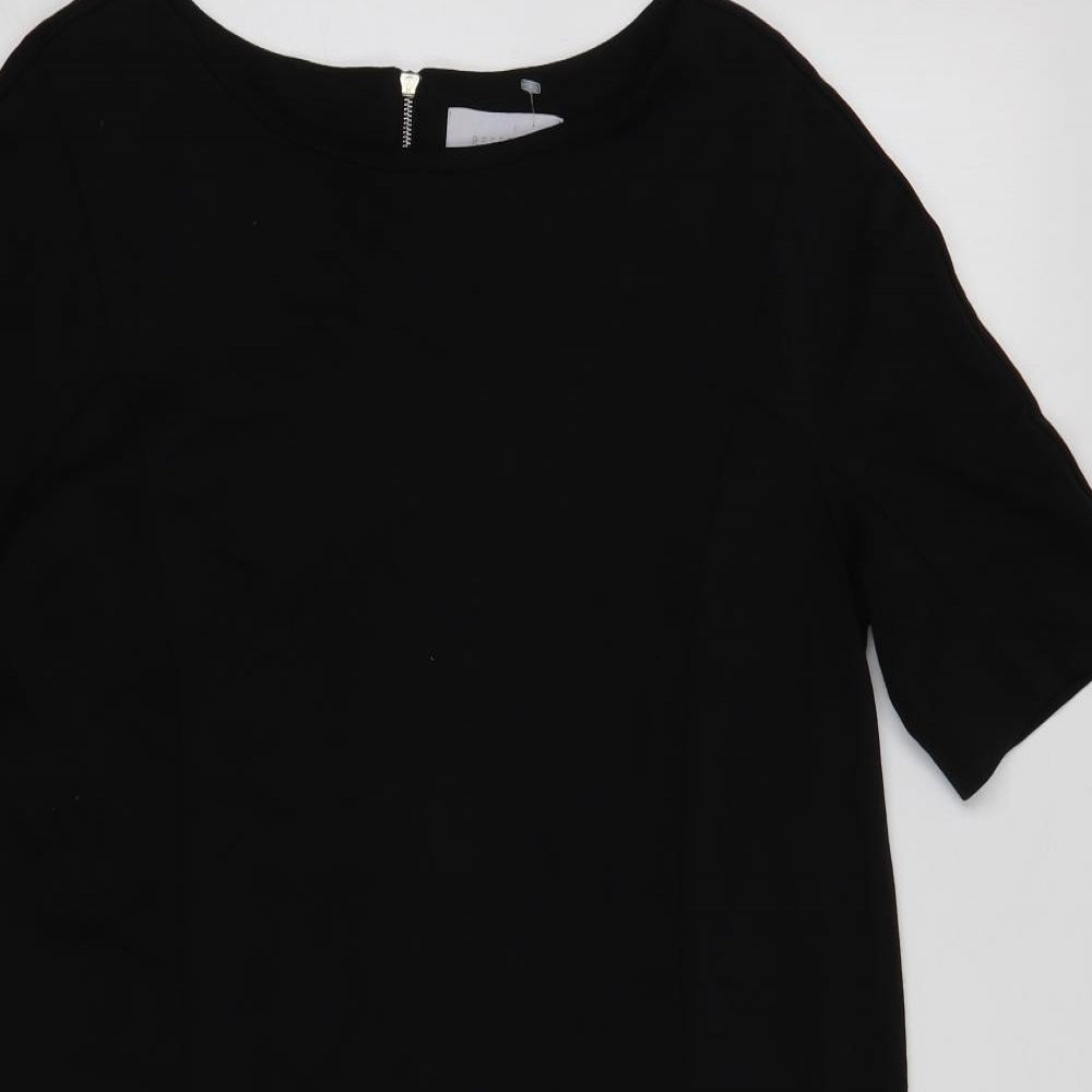 RESERVED Womens Black Viscose Shift Size L Boat Neck Zip
