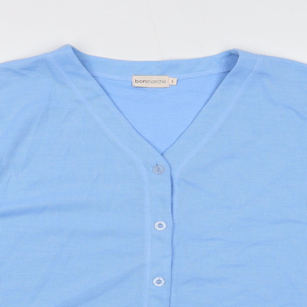 Bonmarché Womens Blue V-Neck Viscose Cardigan Jumper Size L