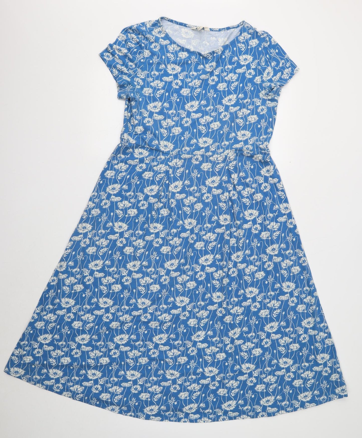Seasalt Cornwall Womens Blue Floral Cotton A-Line Size 14 Boat Neck Pullover