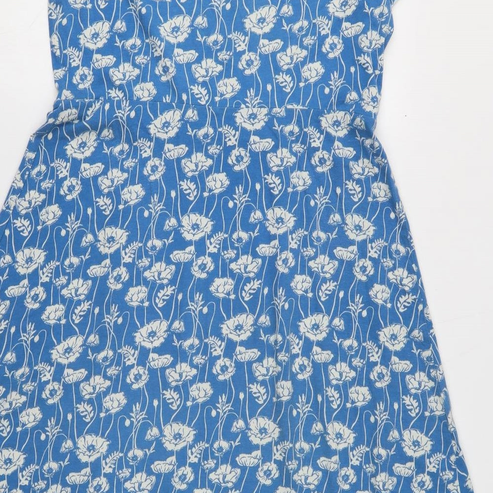 Seasalt Cornwall Womens Blue Floral Cotton A-Line Size 14 Boat Neck Pullover