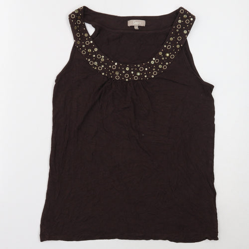 Soon Womens Brown Viscose Basic Tank Size 12 Scoop Neck