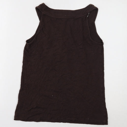Soon Womens Brown Viscose Basic Tank Size 12 Scoop Neck
