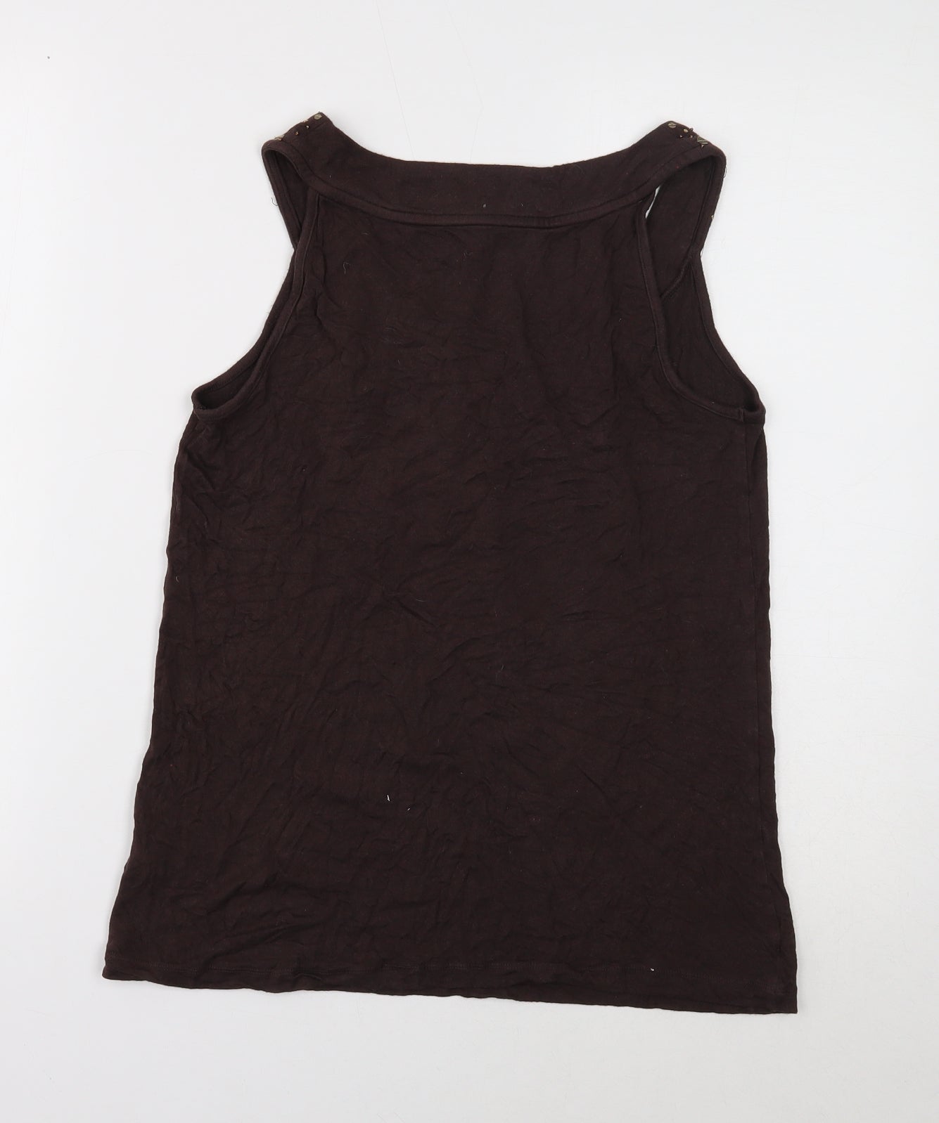 Soon Womens Brown Viscose Basic Tank Size 12 Scoop Neck