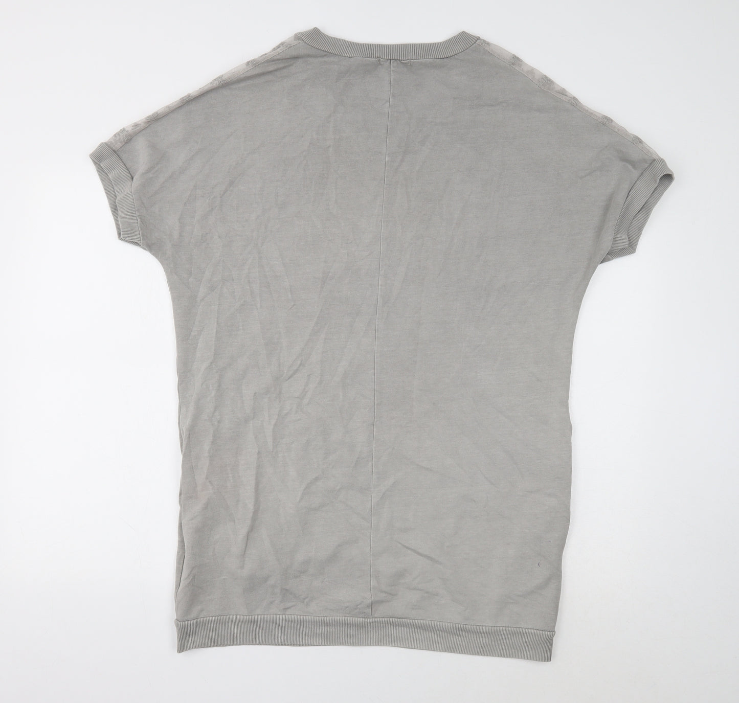 Ambra Womens Grey Cotton T-Shirt Dress Size S V-Neck Pullover