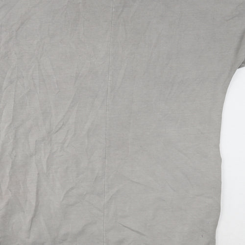 Ambra Womens Grey Cotton T-Shirt Dress Size S V-Neck Pullover