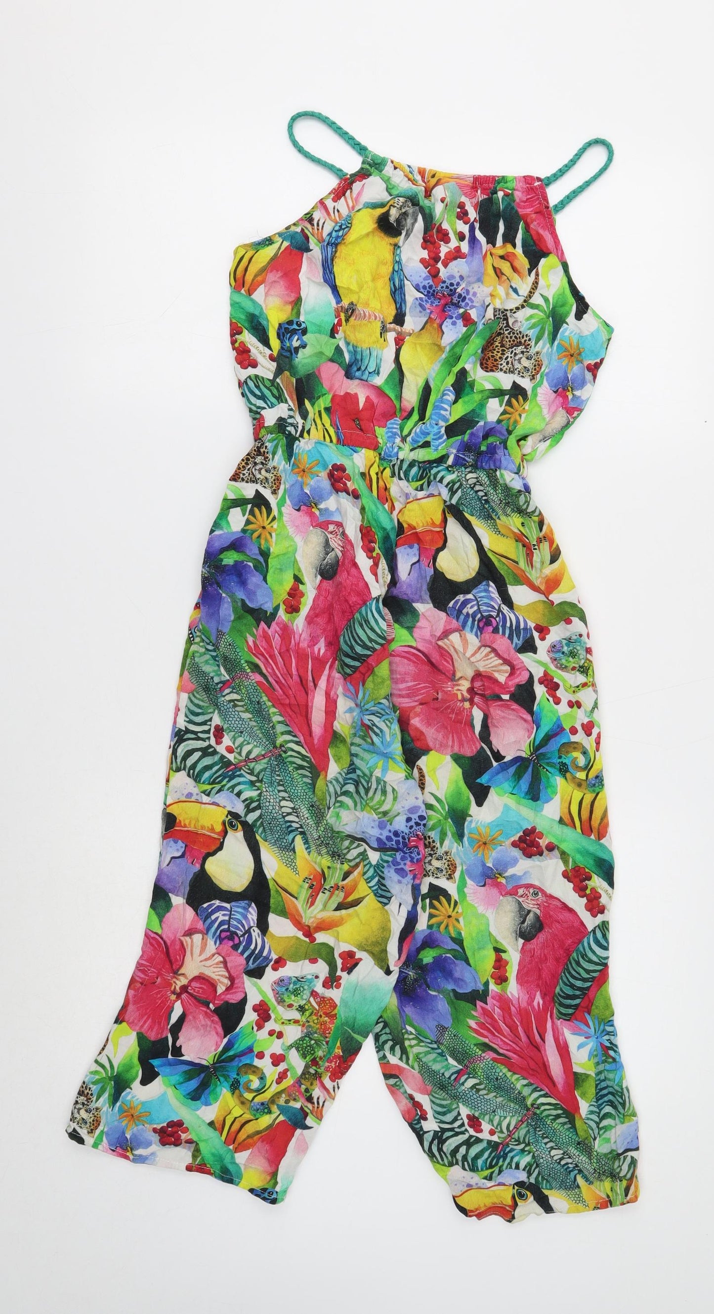 H&M Girls Multicoloured Geometric Viscose Playsuit One-Piece Size 11-12 Years Pullover