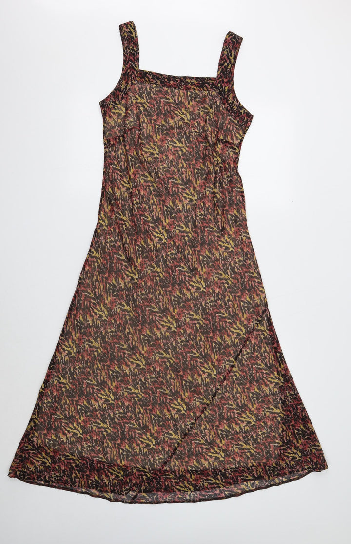 Isle Womens Multicoloured Geometric Polyester Tank Dress Size 10 Square Neck Pullover