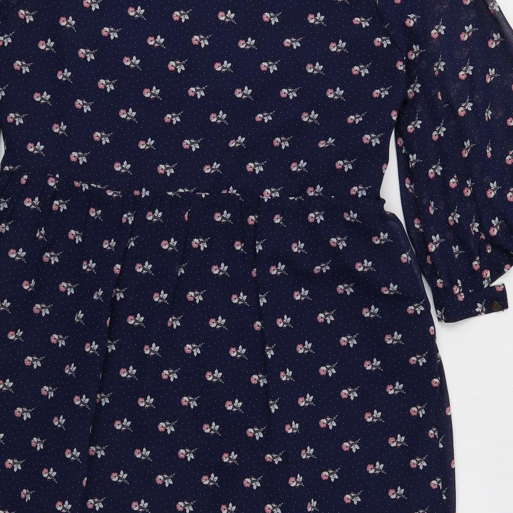 Atmosphere Womens Blue Floral Polyester Fit & Flare Size 16 V-Neck Button