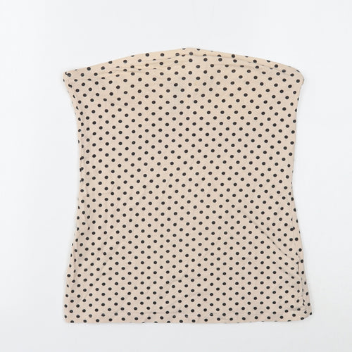 Divided Womens Beige Polka Dot Polyester Basic Tank Size 10 Off the Shoulder