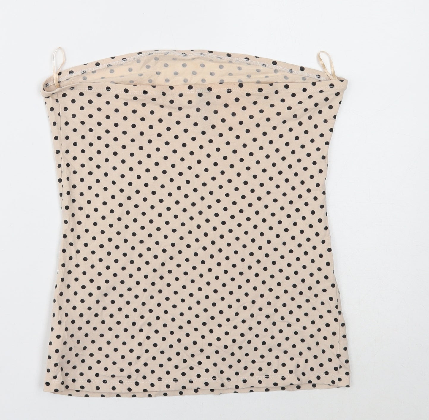 Divided Womens Beige Polka Dot Polyester Basic Tank Size 10 Off the Shoulder