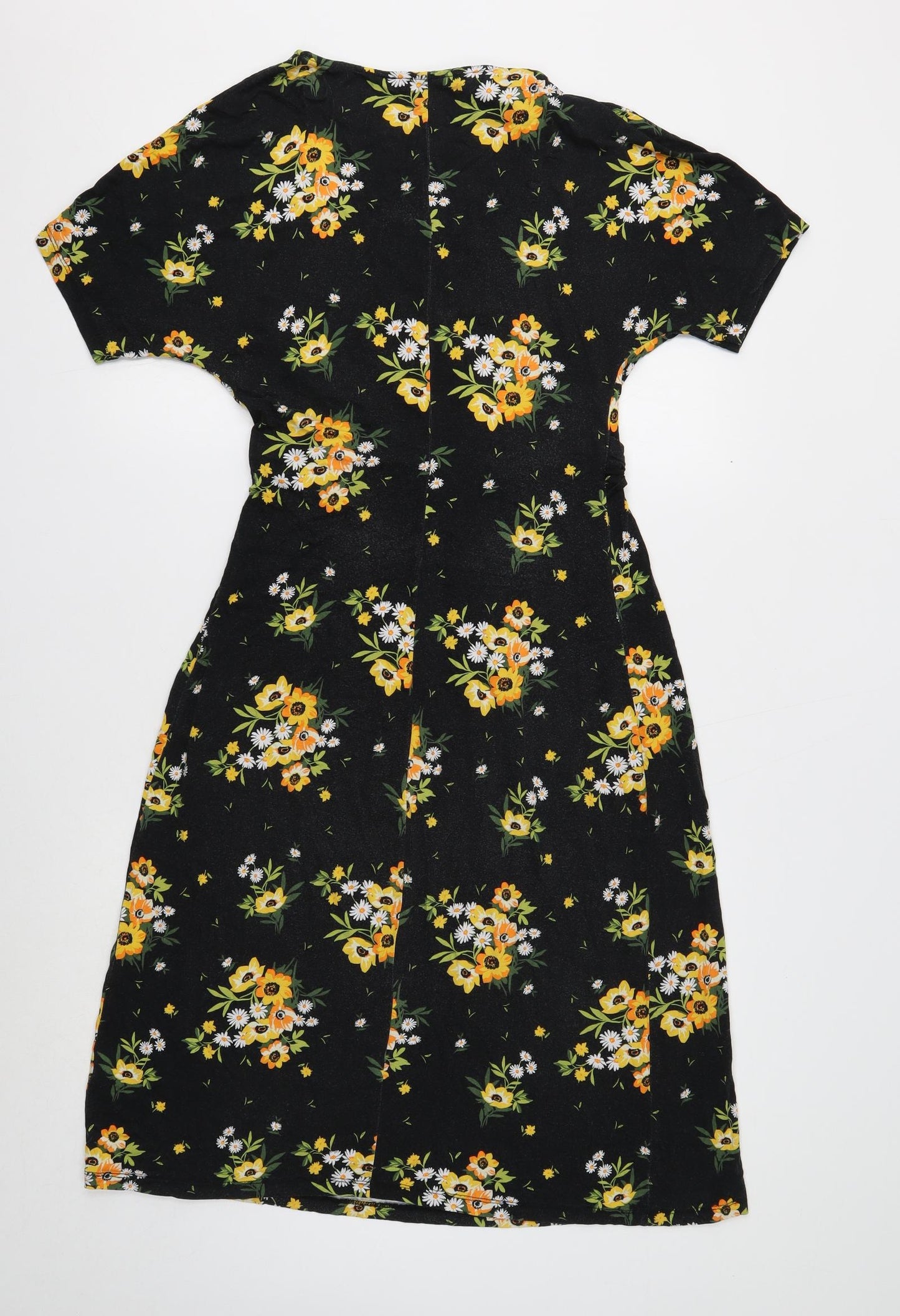 Very Womens Black Floral Viscose A-Line Size 12 Round Neck Pullover