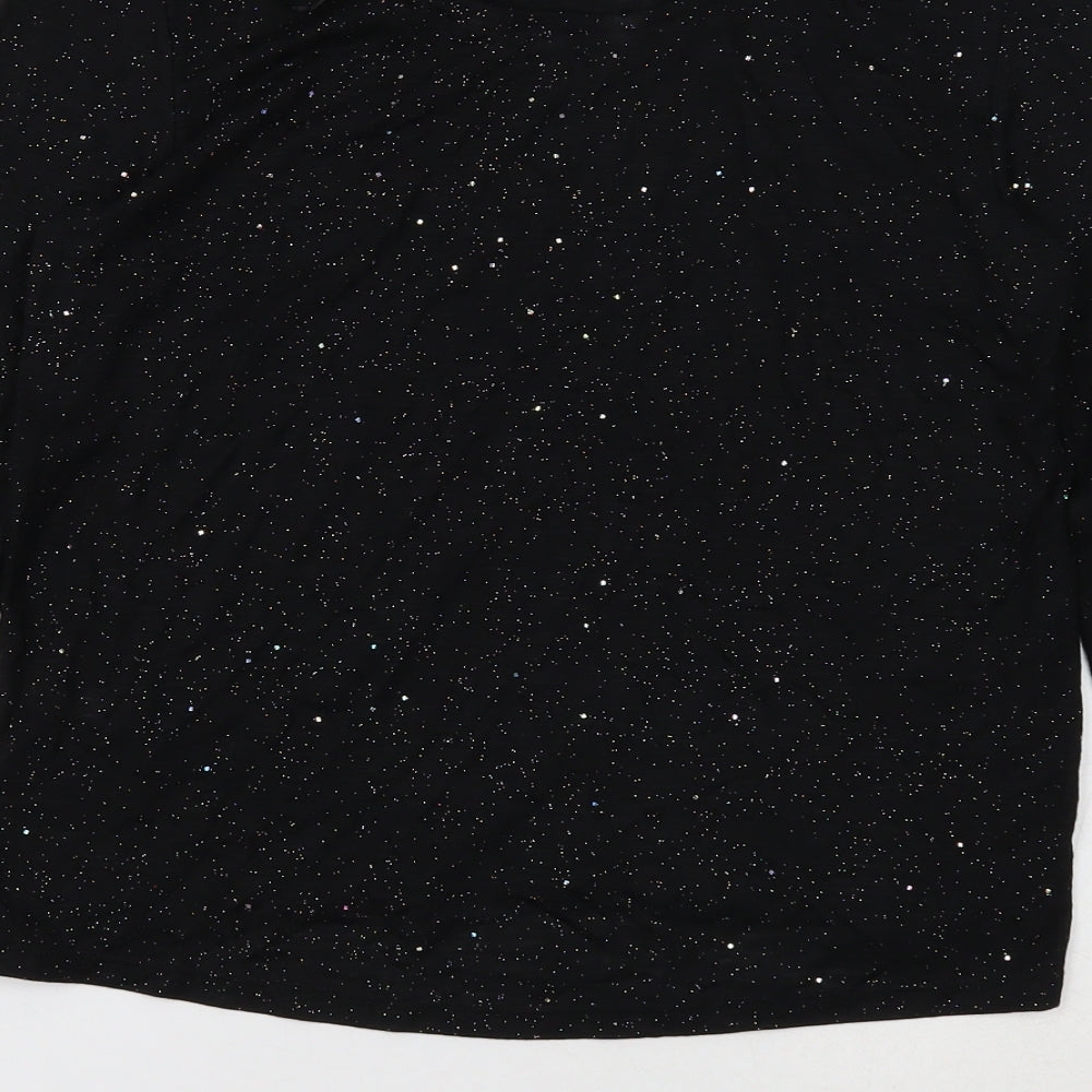 H&M Girls Black Viscose Basic T-Shirt Size 12 Years Round Neck Pullover