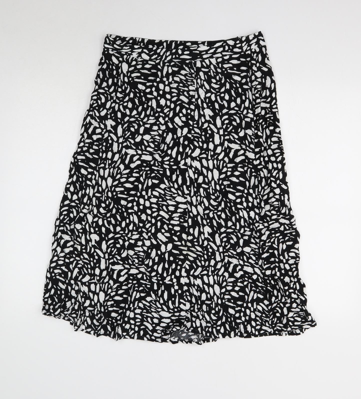 Peacocks Womens Black Geometric Polyester Flare Skirt Size 10 Zip