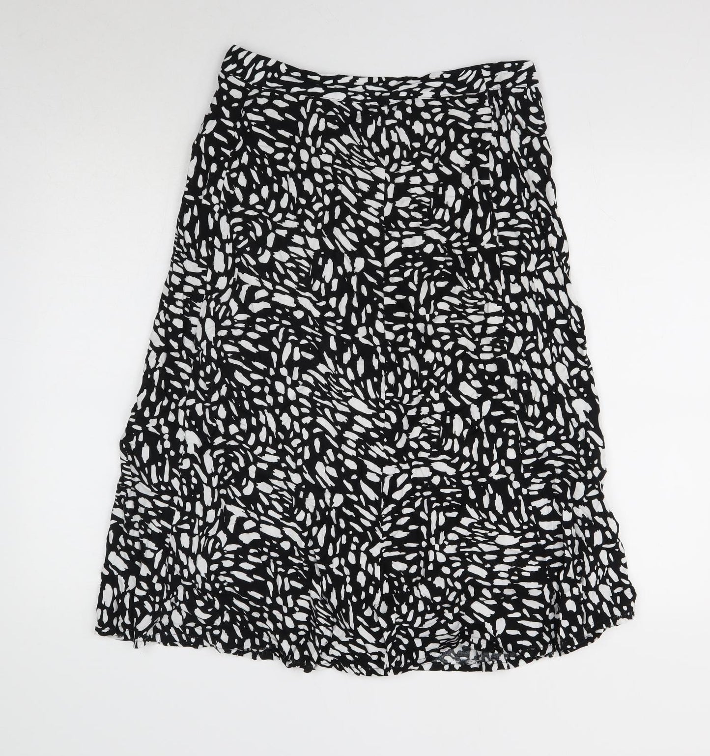 Peacocks Womens Black Geometric Polyester Flare Skirt Size 10 Zip