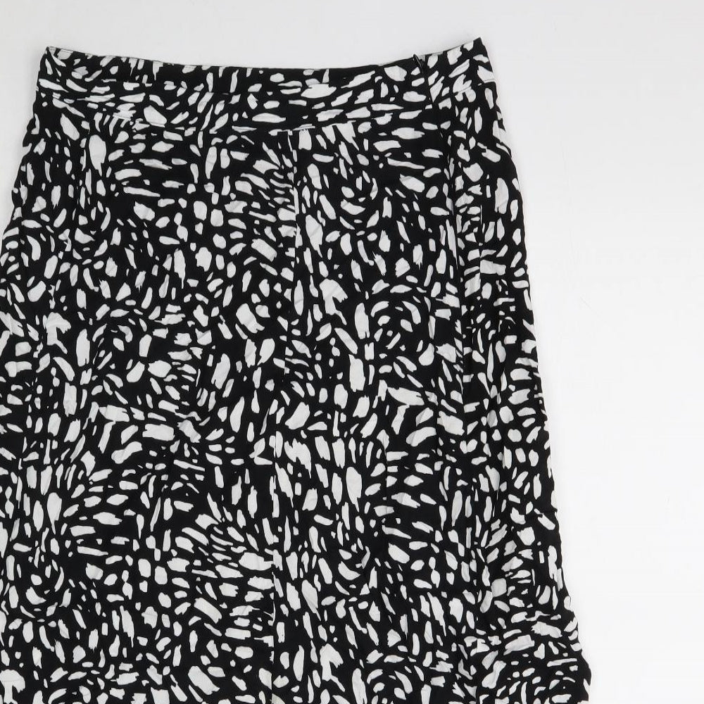 Peacocks Womens Black Geometric Polyester Flare Skirt Size 10 Zip