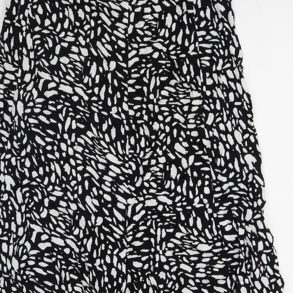 Peacocks Womens Black Geometric Polyester Flare Skirt Size 10 Zip