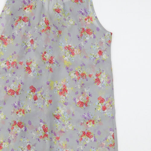 Atmosphere Womens Grey Floral Polyester Basic Tank Size 10 Round Neck