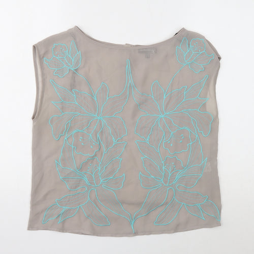 Warehouse Womens Grey Polyester Basic Tank Size 12 Round Neck