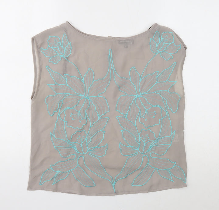 Warehouse Womens Grey Polyester Basic Tank Size 12 Round Neck