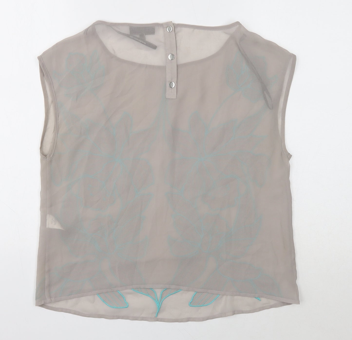 Warehouse Womens Grey Polyester Basic Tank Size 12 Round Neck