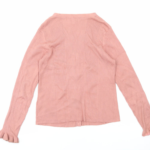 Red Herring Womens Pink V-Neck Viscose Cardigan Jumper Size 16