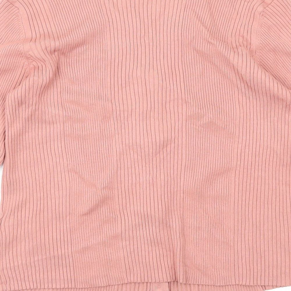 Red Herring Womens Pink V-Neck Viscose Cardigan Jumper Size 16
