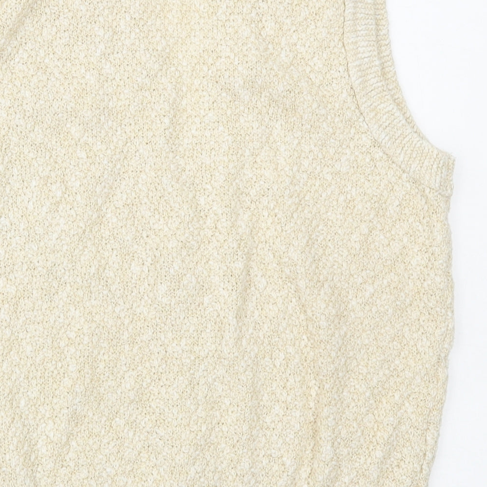 BHS Womens Ivory V-Neck Cotton Vest Jumper Size 16