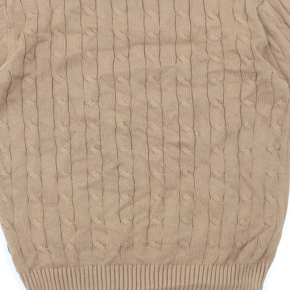 French Connection Womens Brown Round Neck Cotton Pullover Jumper Size S
