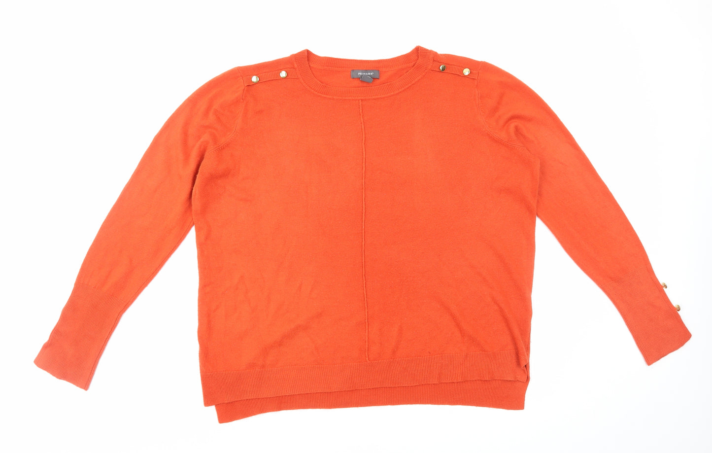 Primark Womens Orange Round Neck Acrylic Pullover Jumper Size XL
