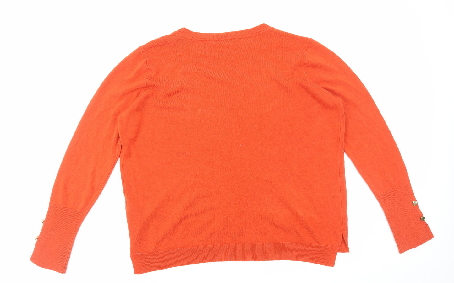 Primark Womens Orange Round Neck Acrylic Pullover Jumper Size XL
