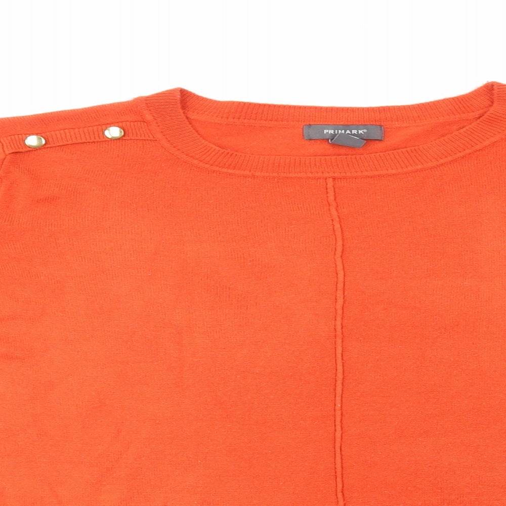Primark Womens Orange Round Neck Acrylic Pullover Jumper Size XL