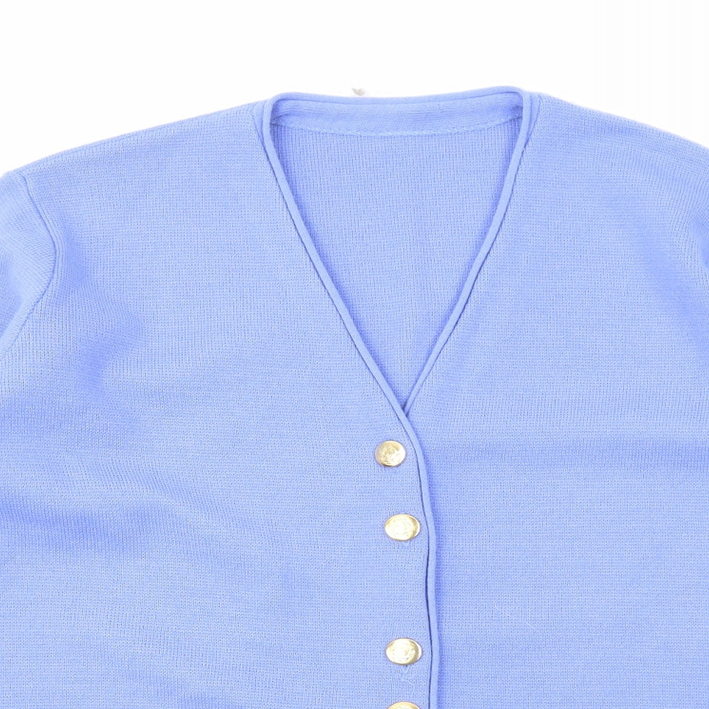 Preworn Womens Blue V-Neck Acrylic Cardigan Jumper Size M