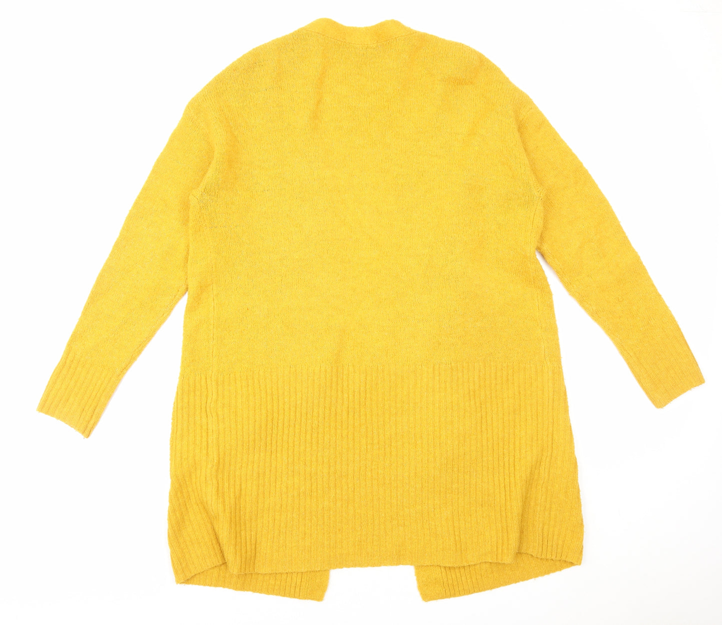 F&F Womens Yellow V-Neck Acrylic Cardigan Jumper Size 16