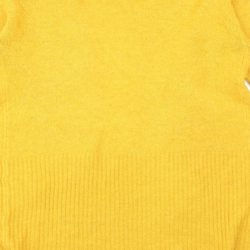 F&F Womens Yellow V-Neck Acrylic Cardigan Jumper Size 16