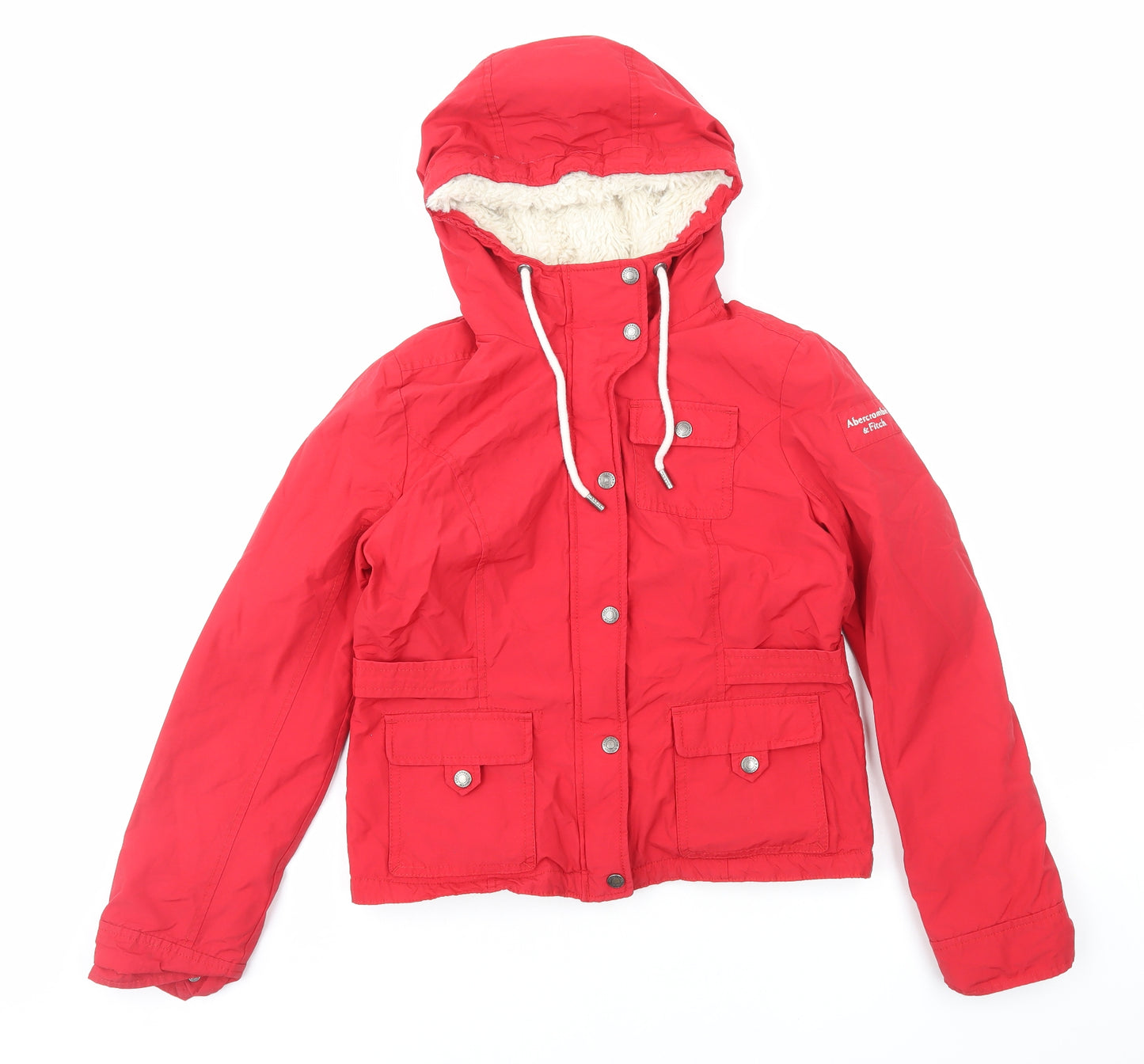 Abercrombie & Fitch Womens Red Rain Coat Coat Size M Zip