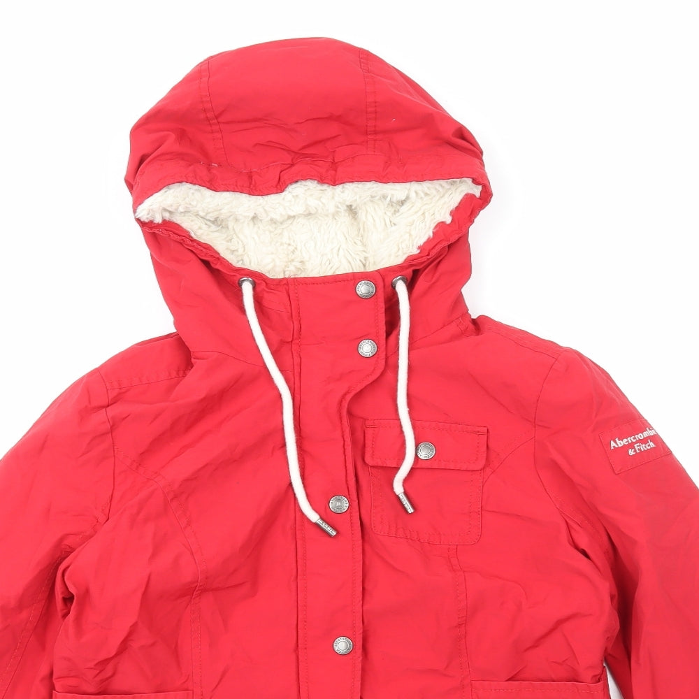 Abercrombie & Fitch Womens Red Rain Coat Coat Size M Zip