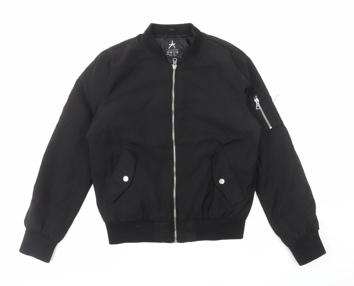 Atmosphere Womens Black Bomber Jacket Jacket Size 10 Zip