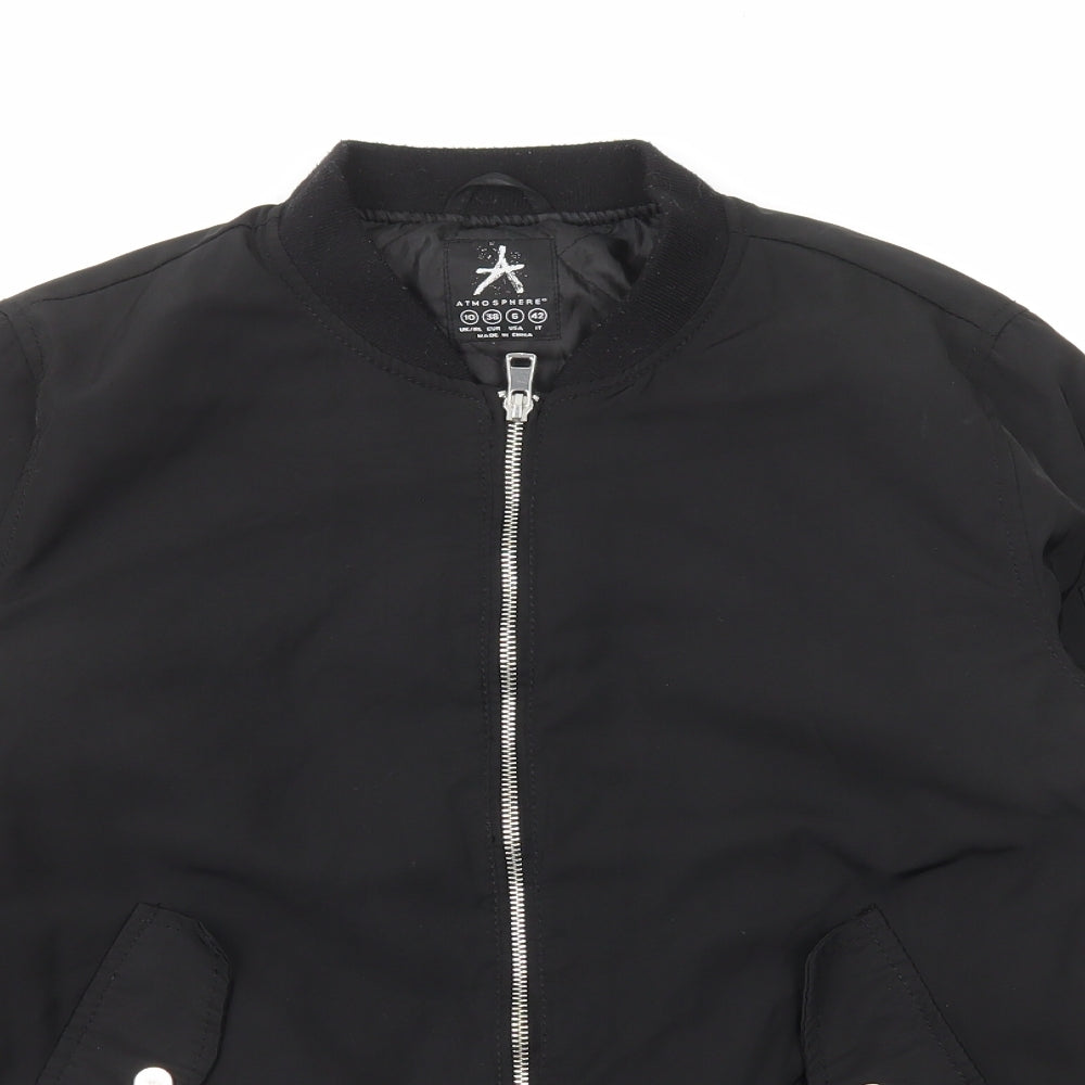 Atmosphere Womens Black Bomber Jacket Jacket Size 10 Zip