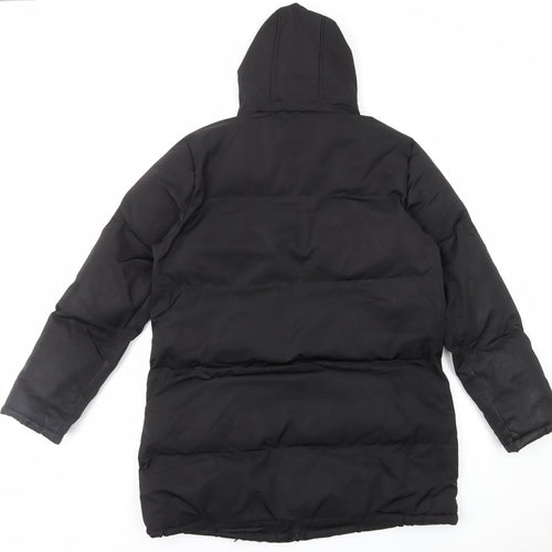 Boohoo Womens Black Quilted Coat Size 12 Zip